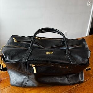 Freshly Picked Black Travel Bag with Gold Accents